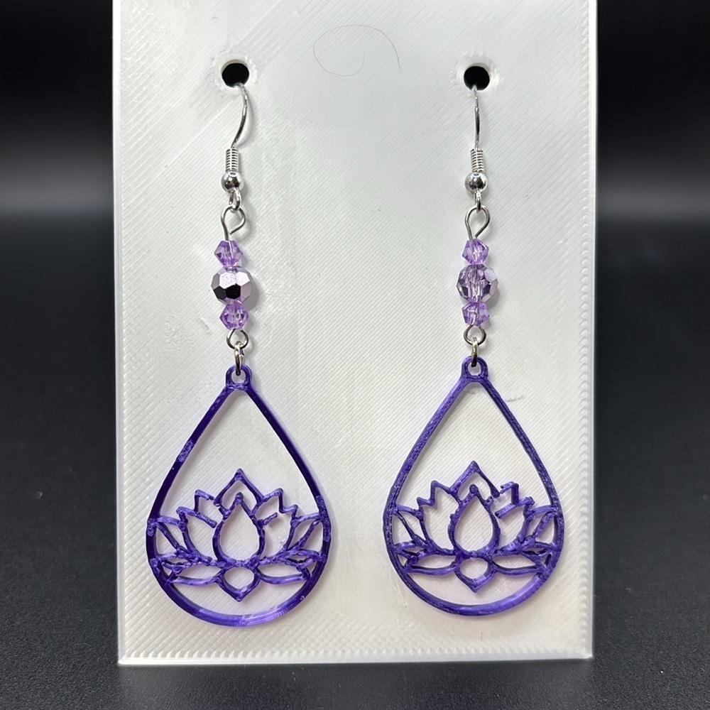 Lotus Teardrop Earrings - Picture 5 of 6